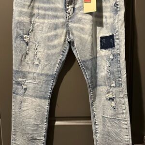 Men's Light Blue Distressed Jeans